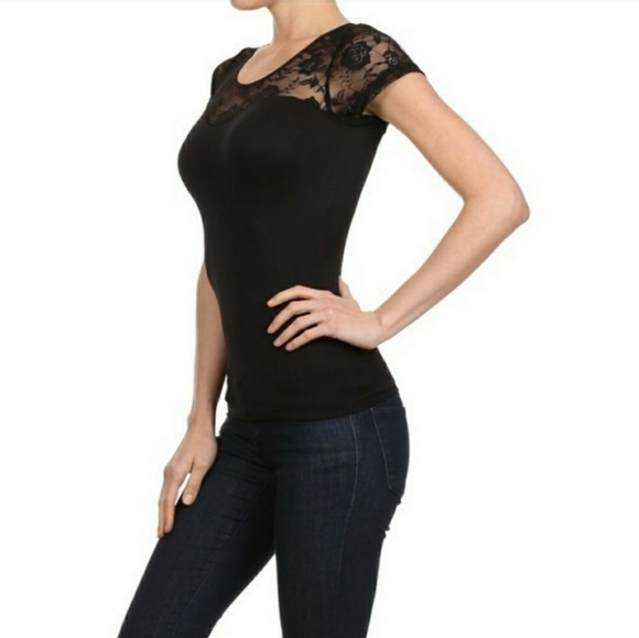 Seamless black lace shirt - Picture 3 of 6